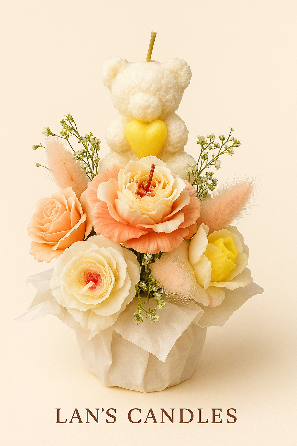 Свечная композиция "Медвежонок с сердечком"